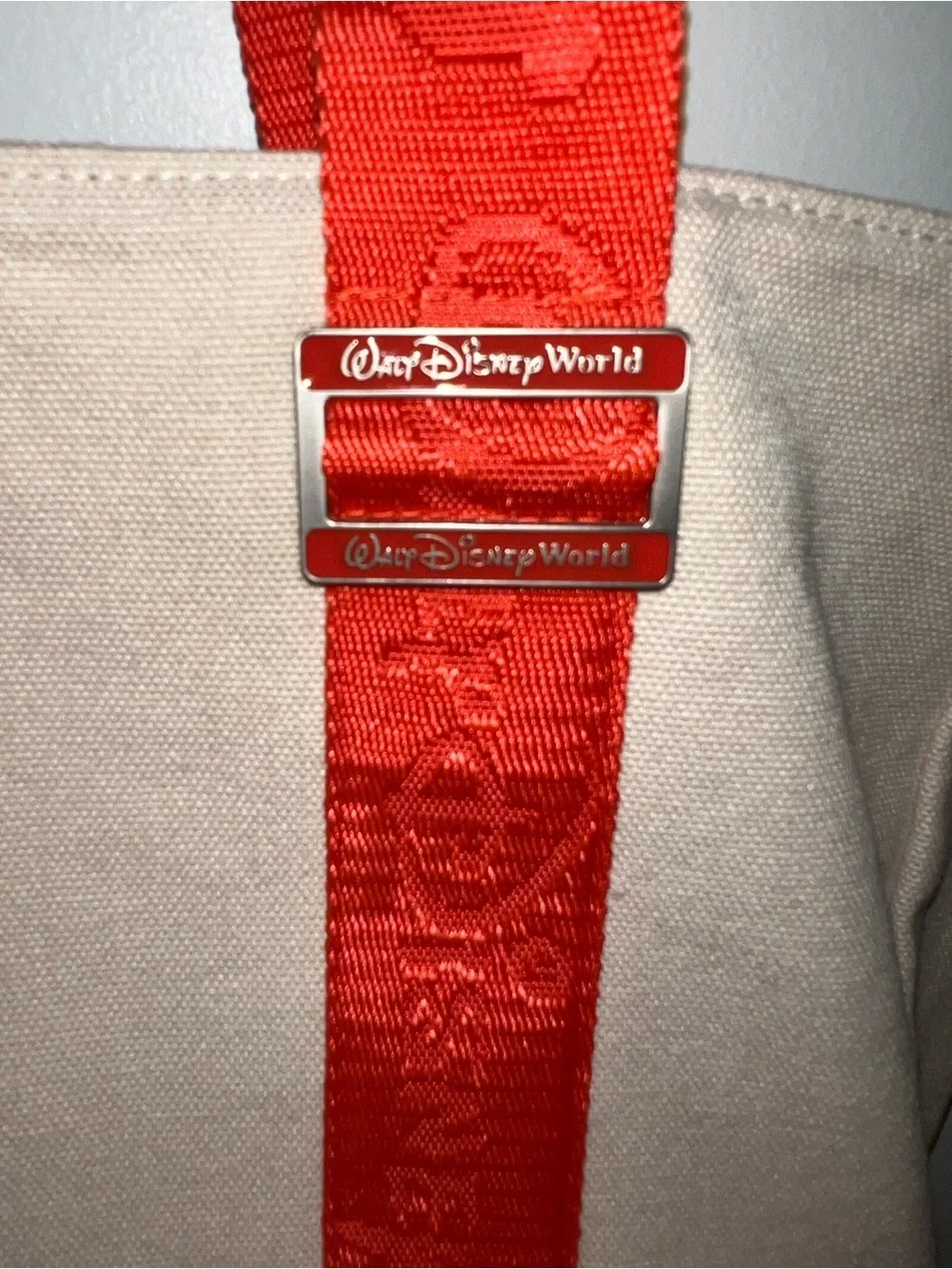 Walt Disney World Resort Canvas Tote Bag Beige Canvas with Orange Straps New